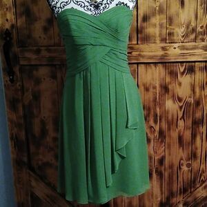 David's Bridal size 6 strapless green dress.